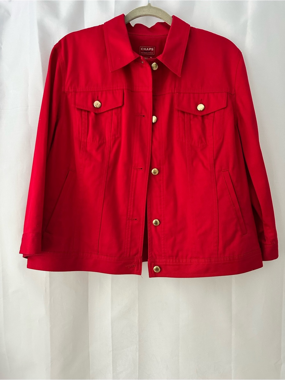 Chaps XL Red Jean Jacket Gold Buttons